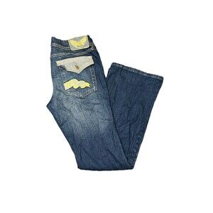 Vintage Rocawear‎ Jeans Flare Size 13 Embroidered Pocket Flap Y2K Skater Grunge